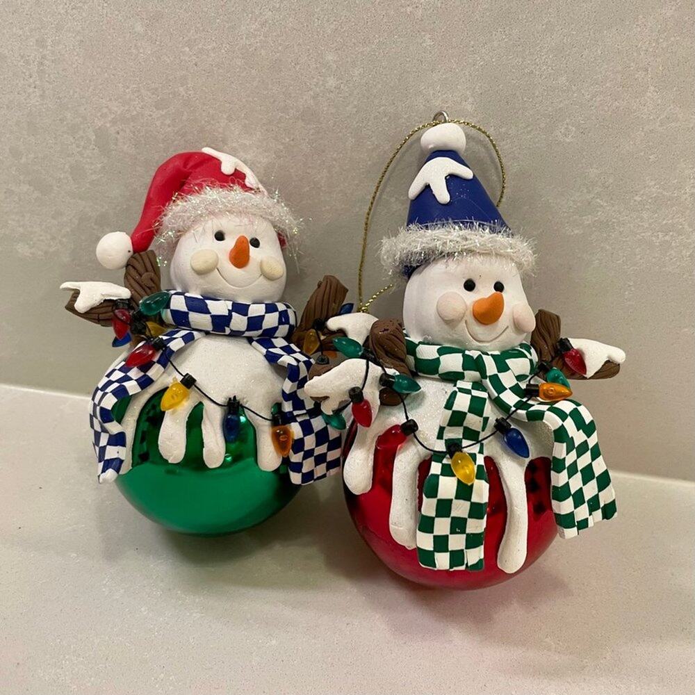 Vintage Shatterproof Snowmen Ornaments
